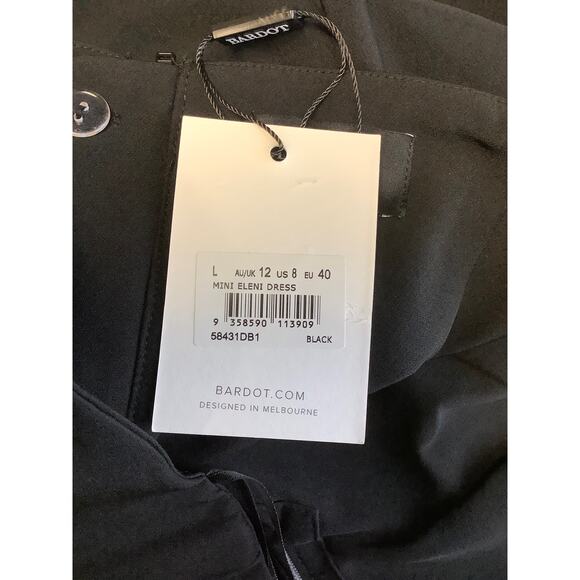 Bardot Size 10/XL Black Mini Eleni Dress Strapless Cut-Out Contoured Neck I14-12 - Picture 9 of 13